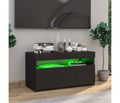 Mueble de TV con luces LED negro 75x35x40 cm