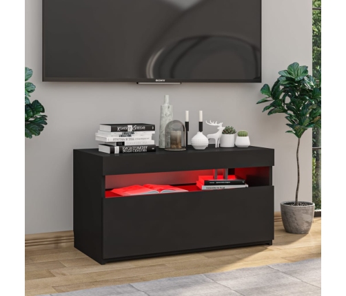 Mueble de TV con luces LED negro 75x35x40 cm