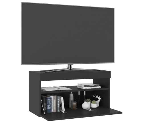 Mueble de TV con luces LED negro 75x35x40 cm