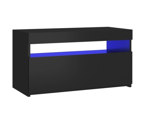 Mueble de TV con luces LED negro 75x35x40 cm