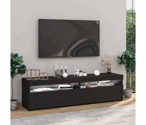 Muebles de TV con luces LED 2 unidades negro 75x35x40 cm