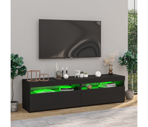 Muebles de TV con luces LED 2 unidades negro 75x35x40 cm