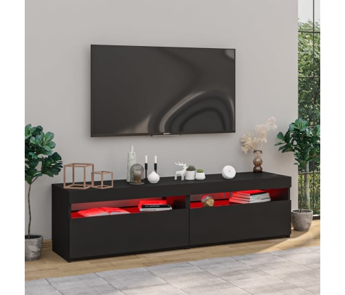 Muebles de TV con luces LED 2 unidades negro 75x35x40 cm