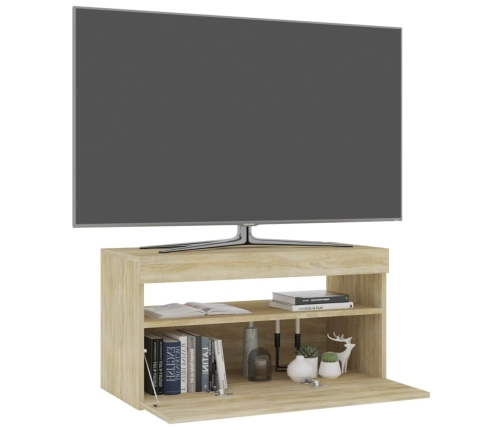 Mueble de TV con luces LED roble Sonoma 75x35x40 cm