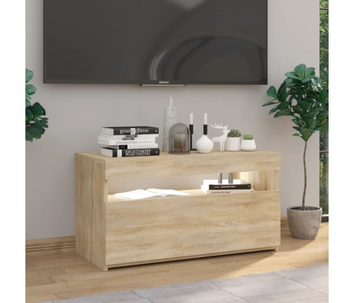 Mueble de TV con luces LED roble Sonoma 75x35x40 cm