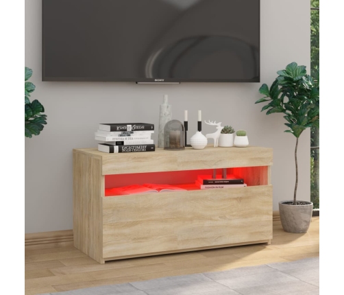 Mueble de TV con luces LED roble Sonoma 75x35x40 cm