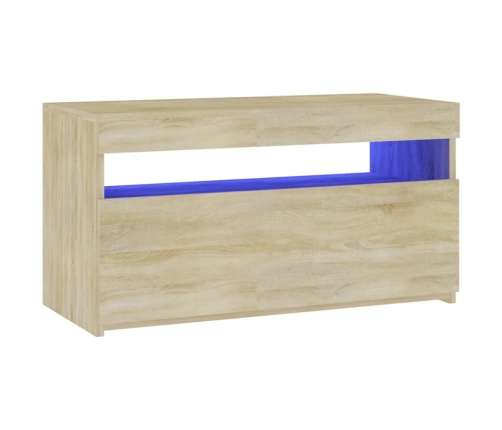 Mueble de TV con luces LED roble Sonoma 75x35x40 cm