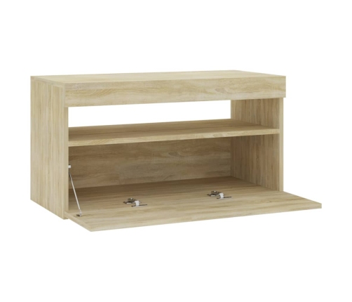 Mueble de TV con luces LED roble Sonoma 75x35x40 cm