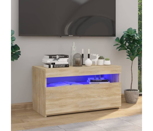 Mueble de TV con luces LED roble Sonoma 75x35x40 cm