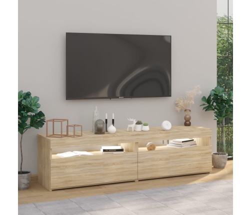 Muebles de TV con luces LED 2 unidades roble Sonoma 75x35x40 cm