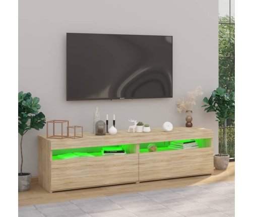 Muebles de TV con luces LED 2 unidades roble Sonoma 75x35x40 cm