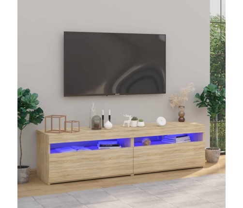 Muebles de TV con luces LED 2 unidades roble Sonoma 75x35x40 cm