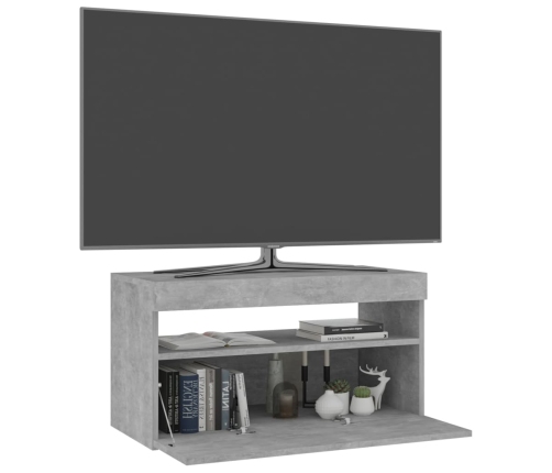 Mueble de TV con luces LED gris hormigón 75x35x40 cm