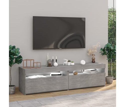 vidaXL Muebles de TV con luces LED 2 unidades gris hormigón 75x35x40cm