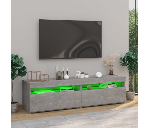 Muebles de TV con luces LED 2 unidades gris hormigón 75x35x40cm