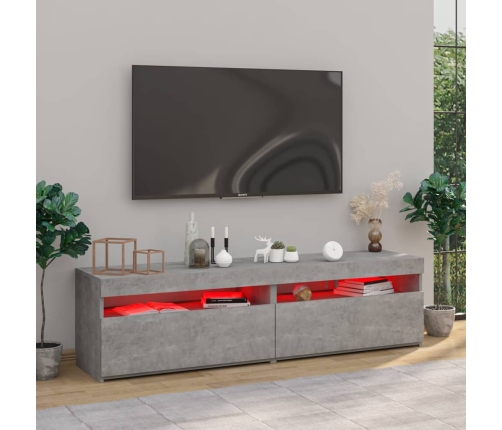 Muebles de TV con luces LED 2 unidades gris hormigón 75x35x40cm