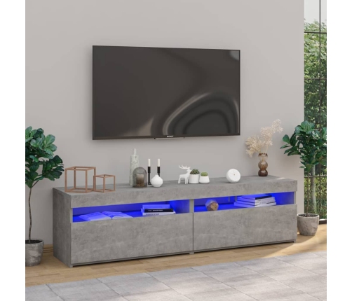 vidaXL Muebles de TV con luces LED 2 unidades gris hormigón 75x35x40cm