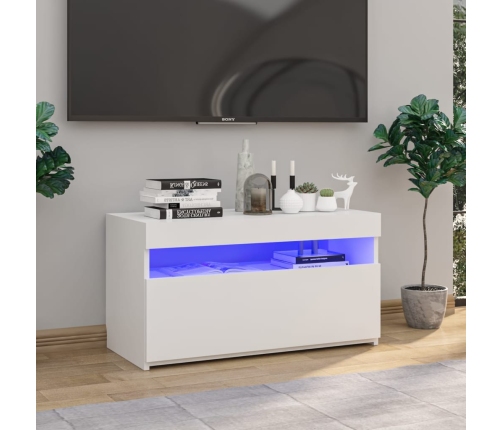 vidaXL Mueble de TV con luces LED blanco brillante 75x35x40 cm