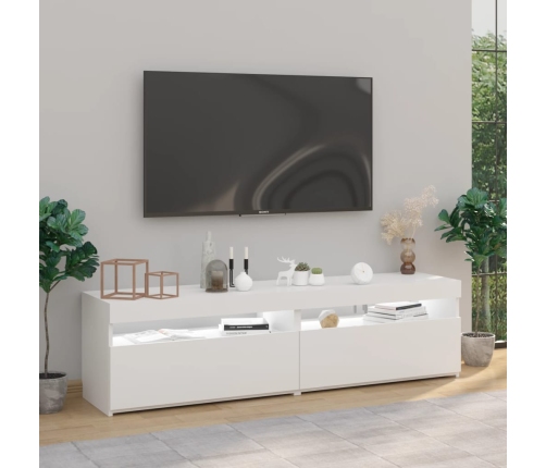 Muebles de TV con luces LED 2 uds blanco brillante 75x35x40 cm