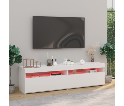 Muebles de TV con luces LED 2 uds blanco brillante 75x35x40 cm