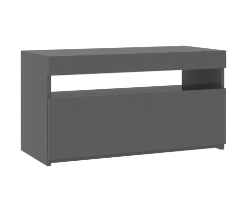 Mueble para TV con luces LED gris brillante 75x35x40 cm