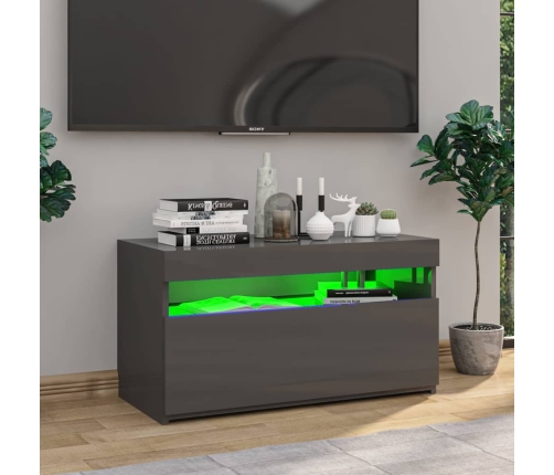 Mueble para TV con luces LED gris brillante 75x35x40 cm