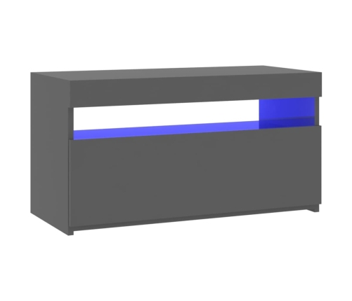 Mueble para TV con luces LED gris brillante 75x35x40 cm