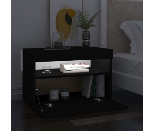 Mueble de TV con luces LED negro 60x35x40 cm