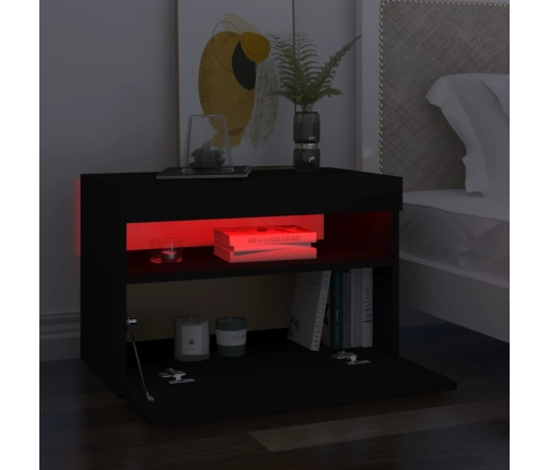 Mueble de TV con luces LED negro 60x35x40 cm