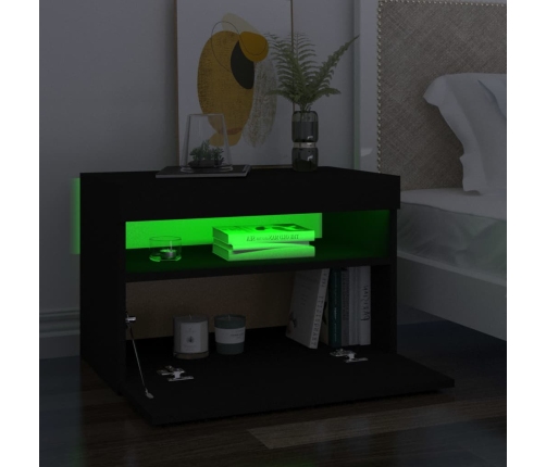 Mueble de TV con luces LED negro 60x35x40 cm