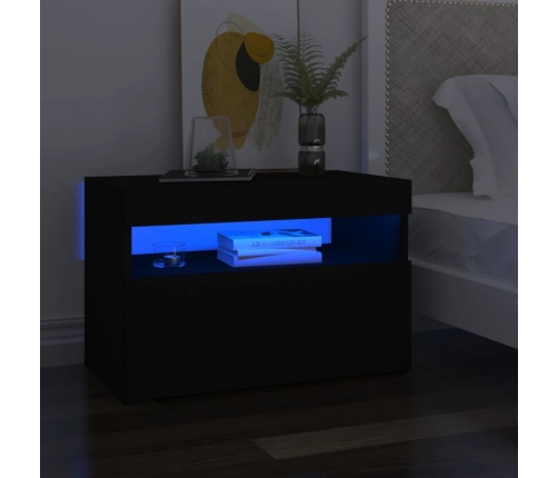 Mueble de TV con luces LED negro 60x35x40 cm