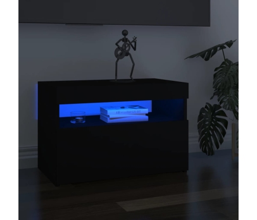 Mueble de TV con luces LED negro 60x35x40 cm