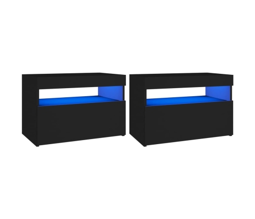 Muebles de TV con luces LED 2 uds negro 60x35x40 cm