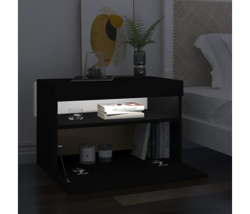 Muebles de TV con luces LED 2 uds negro 60x35x40 cm