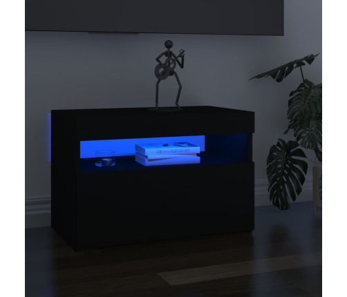 Muebles de TV con luces LED 2 uds negro 60x35x40 cm