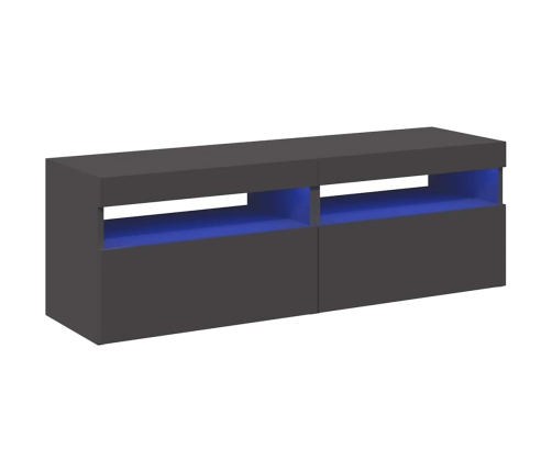 Muebles de TV con luces LED 2 uds gris 60x35x40 cm