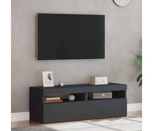 Muebles de TV con luces LED 2 uds gris 60x35x40 cm