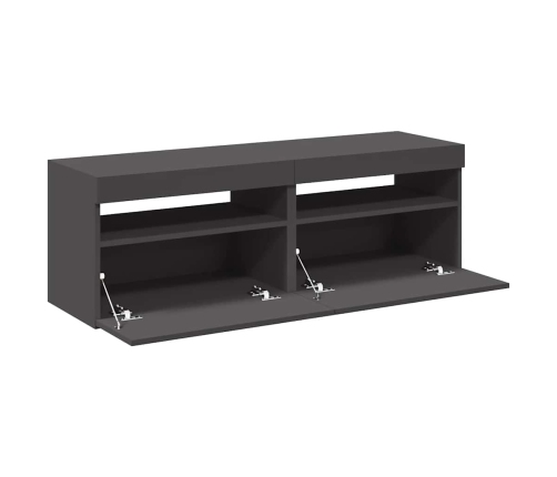 Muebles de TV con luces LED 2 uds gris 60x35x40 cm