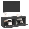 Muebles de TV con luces LED 2 uds gris 60x35x40 cm