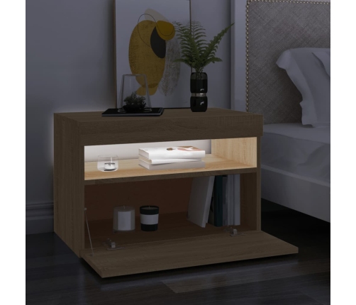 vidaXL Mueble de TV con luces LED roble Sonoma 60x35x40 cm