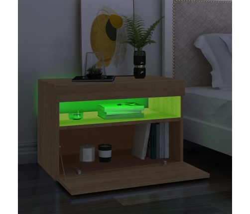 vidaXL Mueble de TV con luces LED roble Sonoma 60x35x40 cm