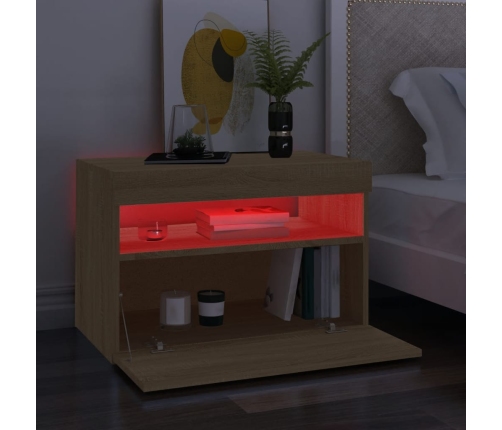 vidaXL Mueble de TV con luces LED roble Sonoma 60x35x40 cm