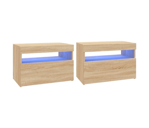 Muebles para TV con luces LED 2 uds roble Sonoma 60x35x40 cm