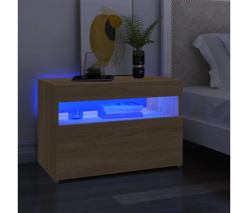 Muebles para TV con luces LED 2 uds roble Sonoma 60x35x40 cm