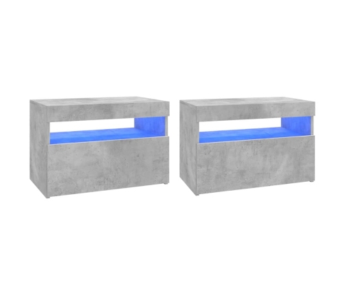 Muebles de TV con luces LED 2 uds gris hormigón 60x35x40 cm