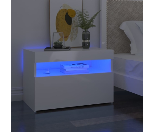 Mueble de TV con luces LED blanco brillante 60x35x40 cm