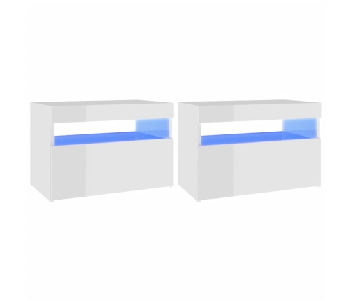 vidaXL Muebles de TV con luces LED 2 uds blanco brillante 60x35x40 cm