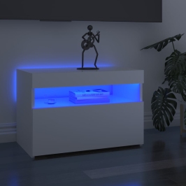 Muebles de TV con luces LED 2 uds blanco brillante 60x35x40 cm