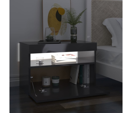 Muebles de TV con luces LED 2 uds gris brillante 60x35x40 cm