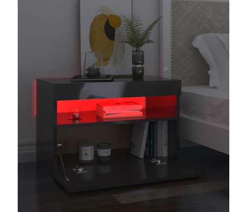 Muebles de TV con luces LED 2 uds gris brillante 60x35x40 cm